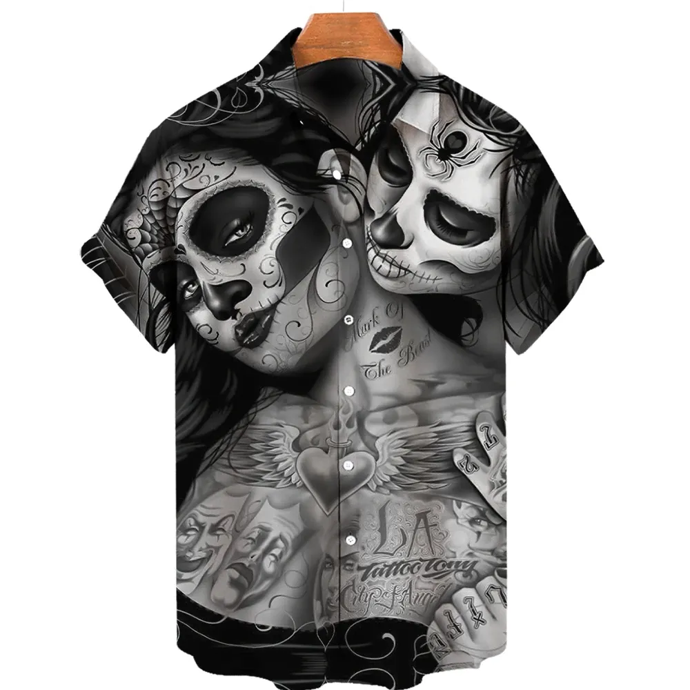 3d Skull Printed Dread Man Men's Shirts Short Sleeve Hawaiian Shirt Men Fashion Designer Shirt For Men 2024 Summer Shirts Man