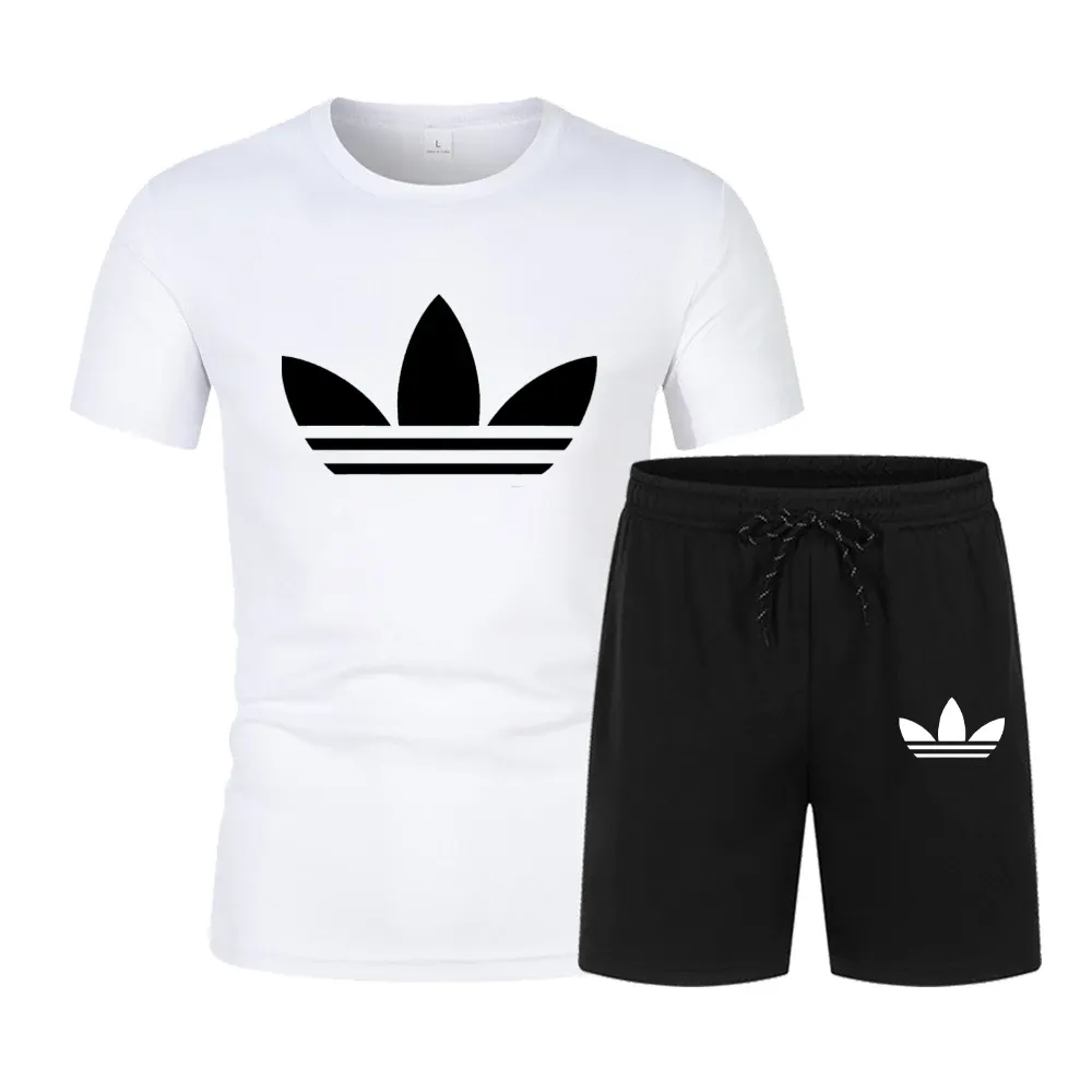 Summer Popular Men's Mesh T-shirt + Shorts Suit Sports Print Casual Fashion Short-sleeved T-shirt Suit Men's Jogging Suit S-3XL