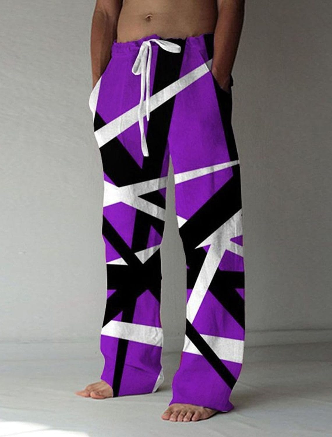 2024 Hot selling geometric creative patterns in Europe and America, 3D digital printed men's casual wide leg pants wholesale