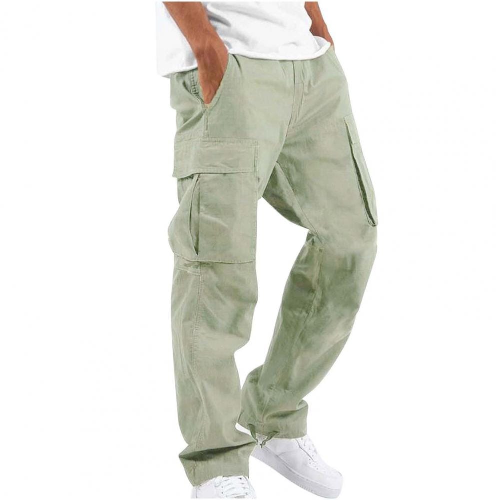 Men'S Clothing Mens Casual Waist Solid Color Sports Pocket Foot Rope Solid Pants Street Cargo Tie Mens