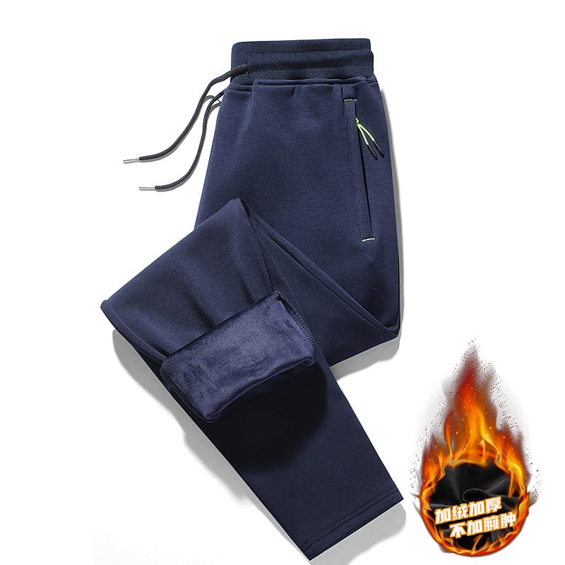 Men's Winter Thicken Warm Pants Teens Korean Style Solid Color Simple Casual Gym Work Out Large Size Elastic Waist Sport Trouser