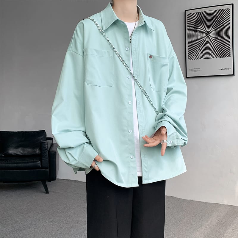 M-5XL Plus Size Shirt Men's Long Sleeve Plain Color Single Breasted Button Down Casual Streetwear Spring Autumn Top Clothing 4XL