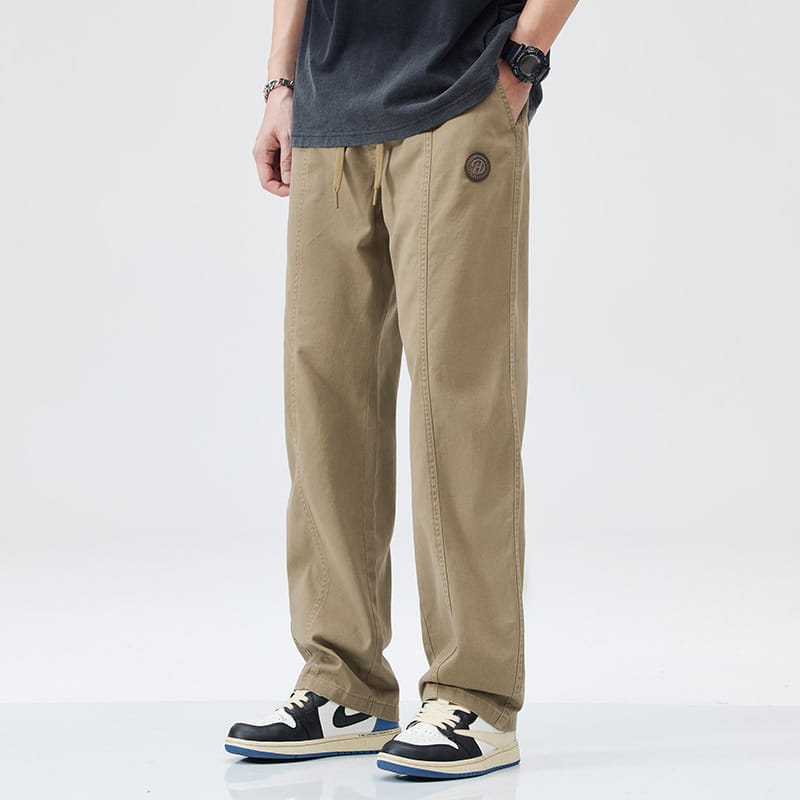 Spring Autumn Men's Straight Leg Workwear Pants High Street Retro Fashion Loose Fit Versatile Sports Casual Wide Leg Trousers