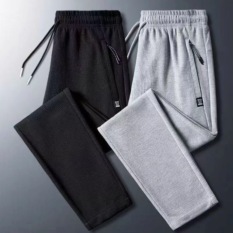 2024 Spring and Autumn New Fashion Solid Color Waffle Sweatpants Men's Casual Relaxed Comfortable Breathable Large Size Pants