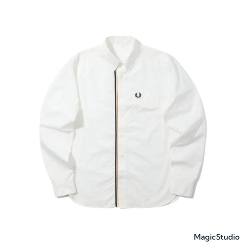 FP33 # barley men's long sleeved shirt, autumn and winter new casual embroidery shirt, British FP solid color cotton shirt