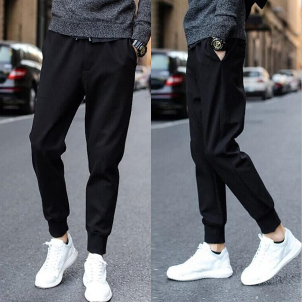 Spring and Autumn Men's Solid Color Slim Fit Button Zipper Paris Button Casual Fashion Elegant Commuter Suit Pants