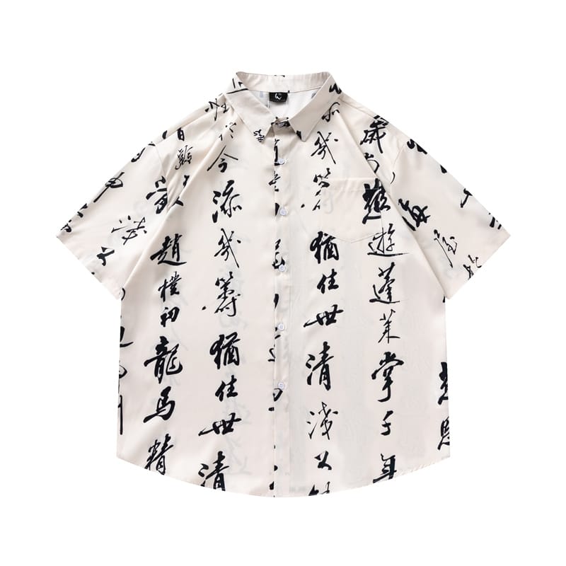 24ss Fashion Shirt Printed Chinese High Quality Hawaiian Shirt Men's Loose Women's Casual Retro Short Sleeve Shirt