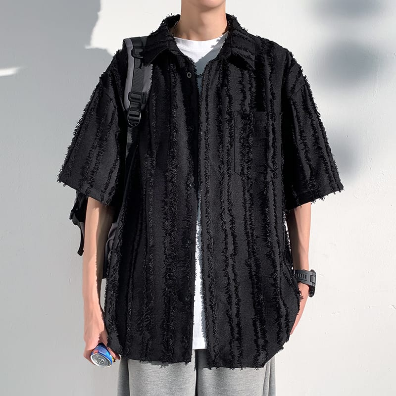 Short Sleeve Shirt Original Men's Shirts Embossing High Quality Luxury Men's Shirt New in Summer Clothes Clothing Plain
