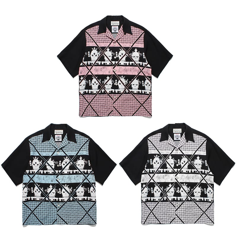 Summer Fashion WACKO MARIA Full Print Lapel Shirt Men's Women's Loose Vintage Shirt High Street Hawaii Shirt