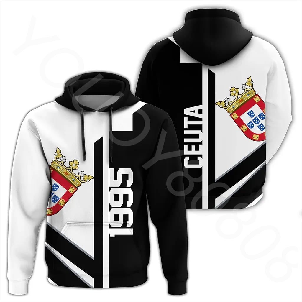 Autumn and winter African flag men's sports wind casual printing loose Harajuku hoodie Ceuta semi-concept zipper hoodie