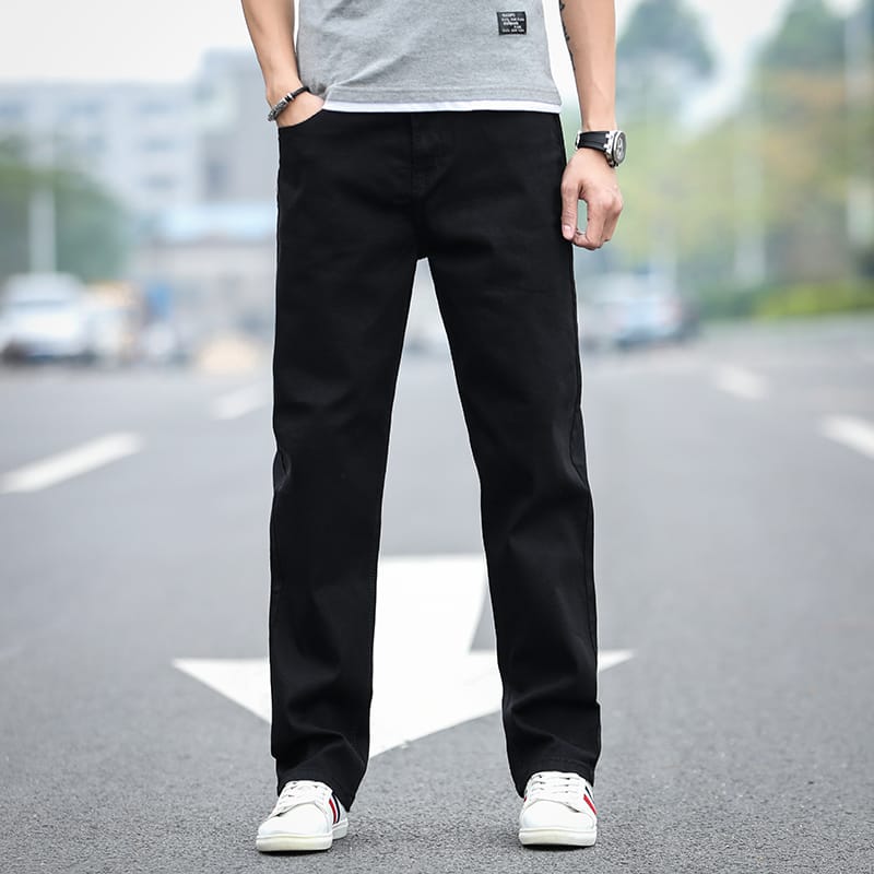 2024 New Fashion Business Casual Elastic Loose Trousers Male Brand Pants Plus Size 40 42 44 Men's Classic Straight Black Jeans