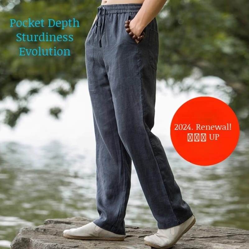 Men's summer thin cool linen pants linen pants  widelegged pants breathable casual pants