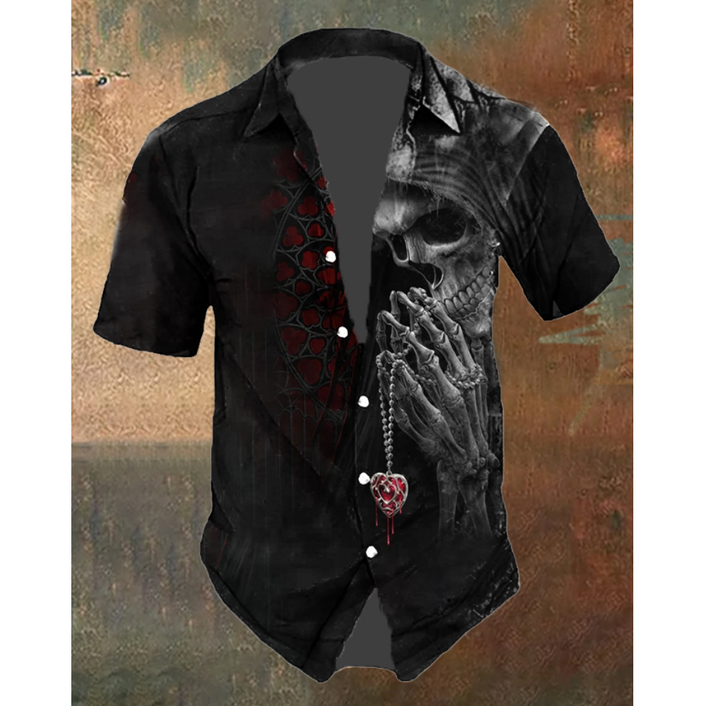 Retro Skull 3d Print Men's Shirt Summer Casual Fashion Short Sleeved Street Shirt For Men Loose Breathable Hawaiian Shirt Man
