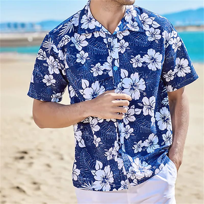 Summer Men's Shirts Hawaiian Beach Vacation Casual Short Sleeves Oversized Short Sleeve Trend Blouses Fashion Tops Men Clothing