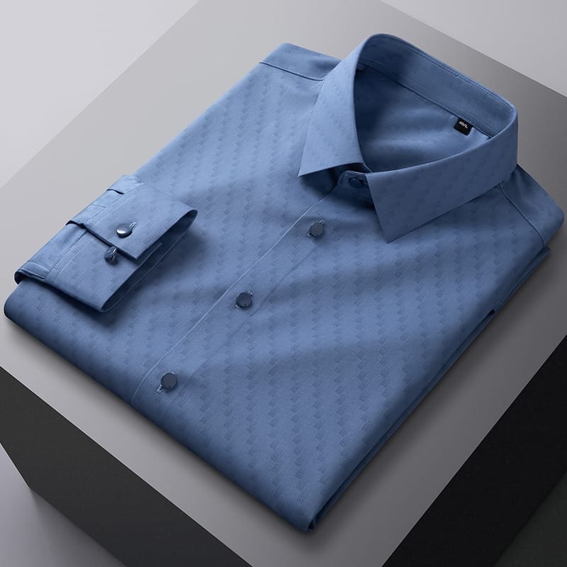 2023 New Bamboo Fiber Shirt Men's Long Sleeve Elastic Free Care Comfortable Soft Breathable Casual Business Dress