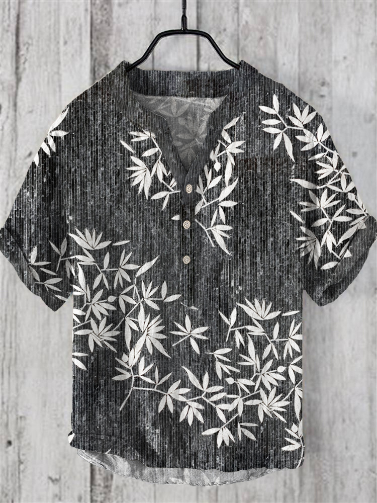 Henley Shirt Men's Cool And Thin Breathable Summer Shirts Button Stand Collar Shirt Hawaii Beachwear Blouse Chemise