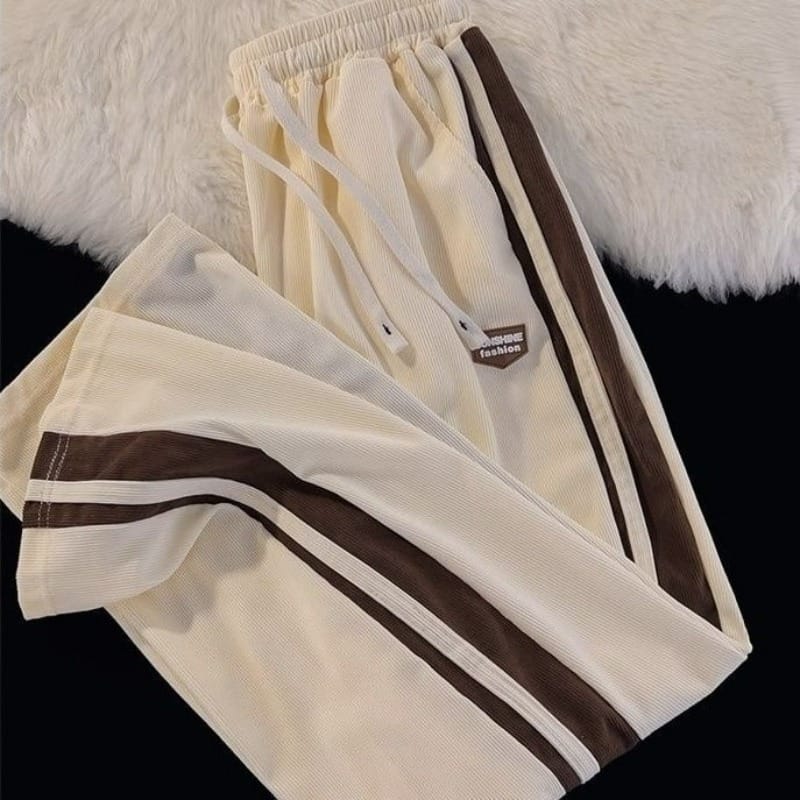 American Side Stripe Corduroy Casual Pants Men's Spring and Fall Instagram Trend with Loose Straight Leg Long Pants Comfortable