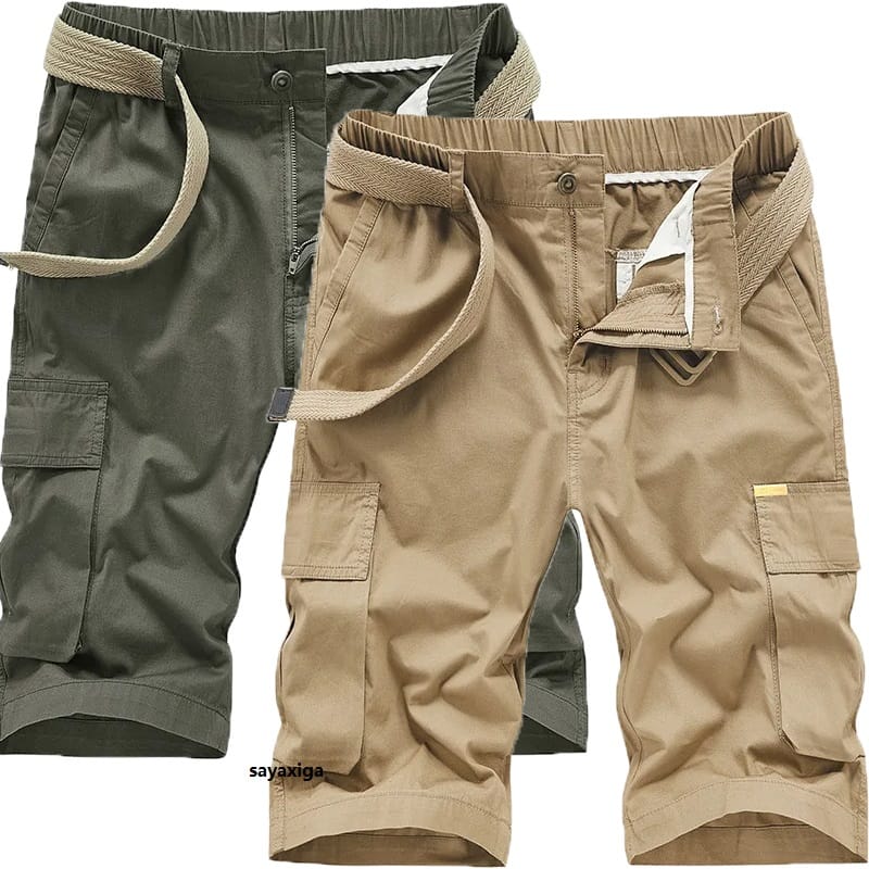 Men's Short Pants Cotton Cargo Shorts Tactical Breeches Casual Sports Man Hiking Fishing Streetwear Half Pants Khaki short pants