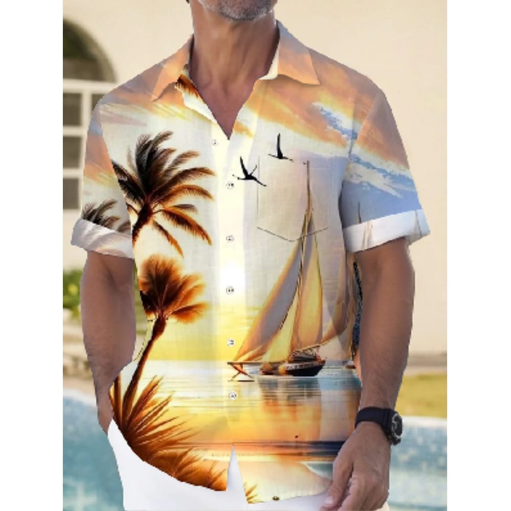 Men's Shirt Summer Casual Fashion Short Sleeved Shirt For Men Loose Breathable Hawaiian Shirt Man Casual Men's Clothing Top