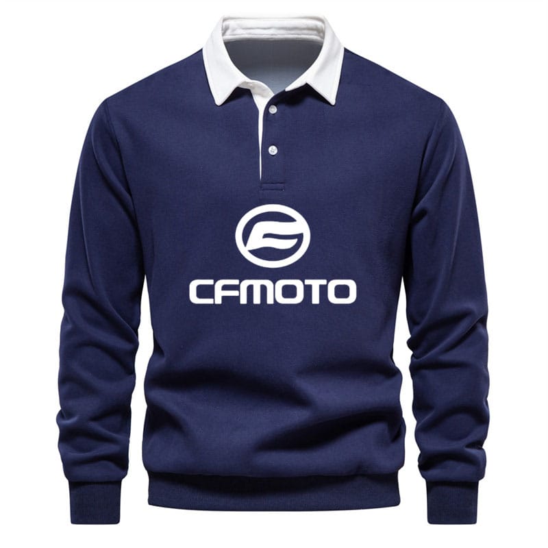 New lapel hoodie top Cfmoto print Casual loose pullover for men Spring autumn Brand Business high quality men's sweatshirt