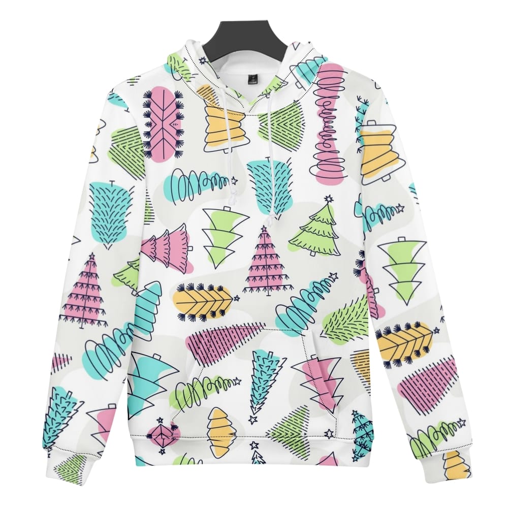 2022 New Men's Long Sleeve Christmas New Large Pocket Loose Casual Pullover Spring Autumn Fashion Christmas Tree Hoodie