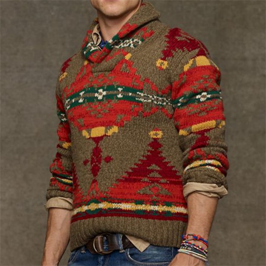 2024 New Christmas Jacquard Men Sweaters Autumn Winter Knitwear Loose Pullover Men's Sweatshirt Casual Streetwear Clothes Tops