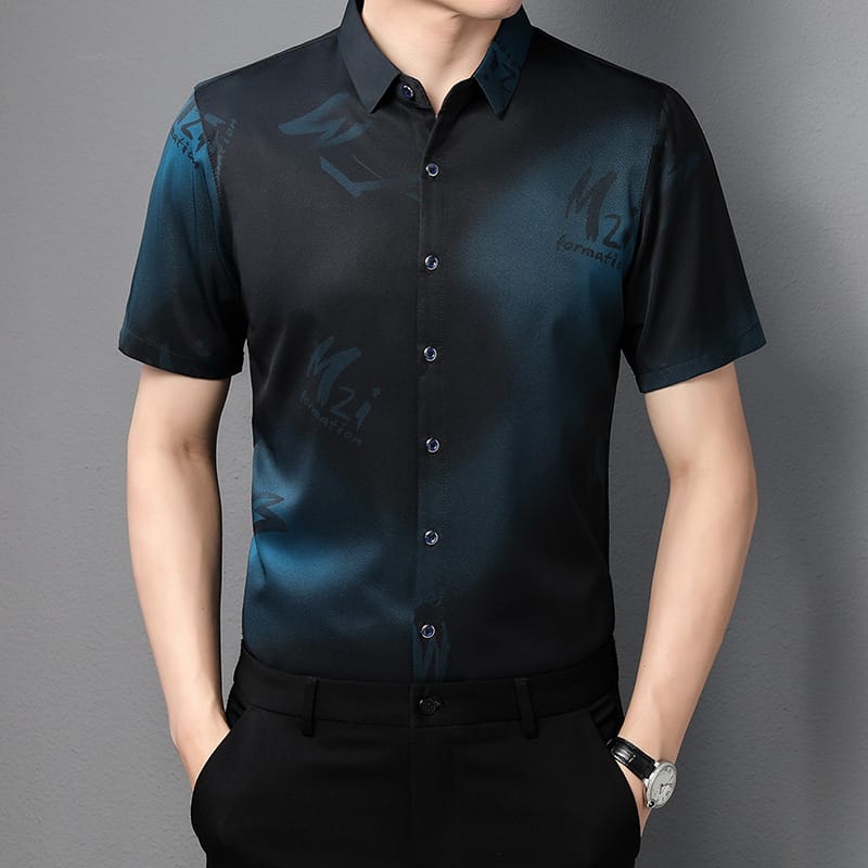 Men's Short-sleeved Shirt Thin New Casual Lapel Summer Youth Fashion Printed T-shirt