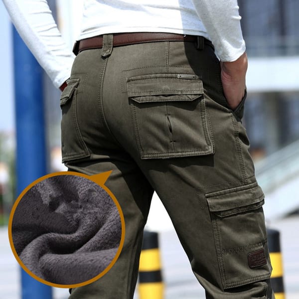 Men's Winter Fleece Warm Cargo Pants Casual Loose Multi Pocket Male 2021 Military Army Style Thick Long Trousers Plus Size 42 44