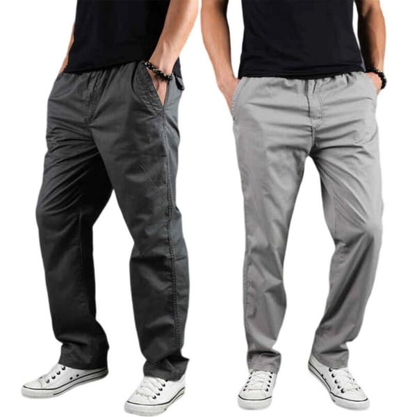 Men's Cargo Pants Men's Elastic Waist Pants Loose Large Size Cotton Straight Trousers Men's Pants Youth Trousers Multicolor