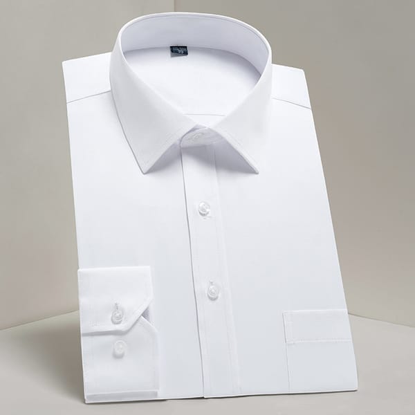 Men's Classic Long Sleeve Standard-fit Dress Shirts Formal Business Social Simple Basic Design White Work Office Casual Shirt
