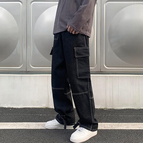 Men Wide Leg Jeans loose Hip Hop Casual Men's Straight Baggy Denim Pants Streetwear Skateboard Pant Neutral Trousers Plus Size