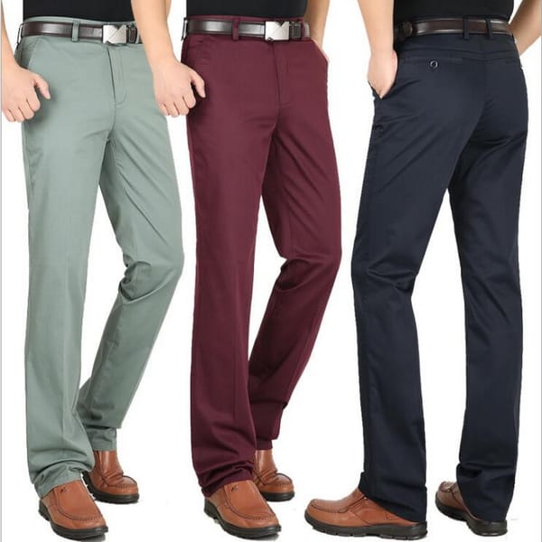 Men Casual Pants High Waist Summer Men's Trousers Cotton Thin Business Straight-Leg Pants Size 29-42