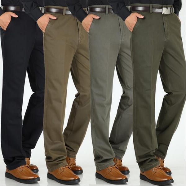 Men's Casual Pants High Waist Loose Straight Cotton Men Cotton Non-Iron Casual Trousers Multi-Color Size 29-42
