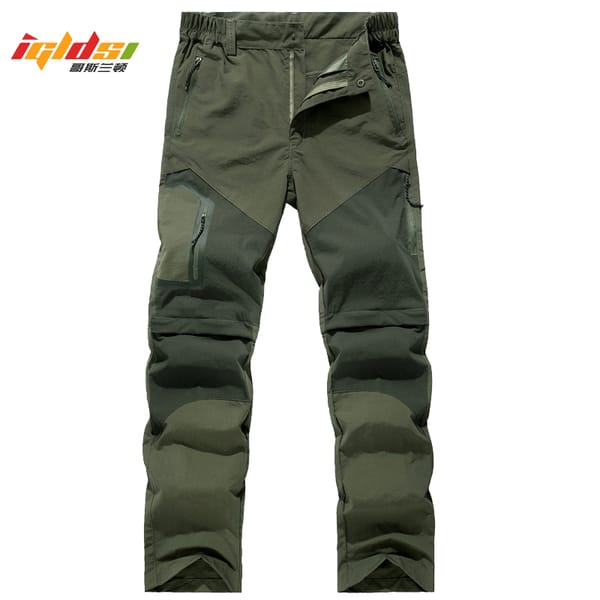 Men's Lightweight Quick Dry Removable Elastic Pants Outwear Breathable Waterproof Long Trousers Male Camping Trekking Shorts