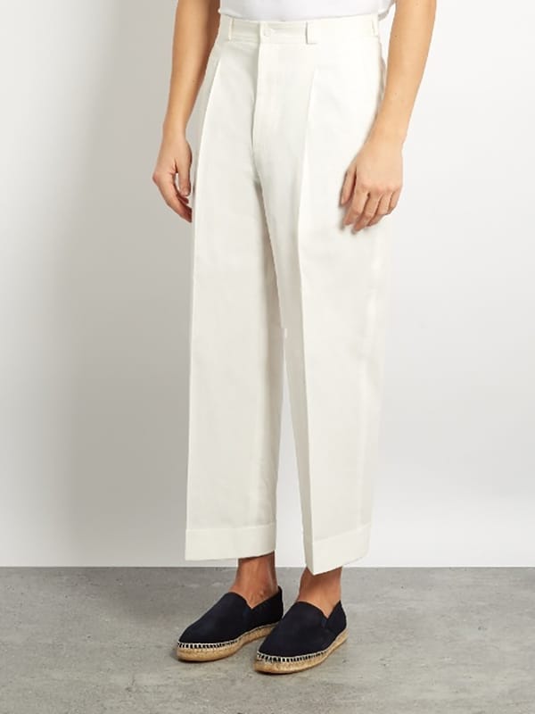 Men's new casual pants Minority design white casual pants personality belt can loosen the fashion show men's pants