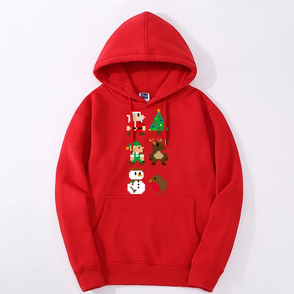 New 8Bit Christmas Hoodies Cartoon Casual Style Pullover Fashion Comfortable Pullovers Warm Sweatshirt Outerwear Men's Top