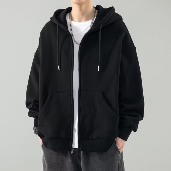 Men Hoodie Stylish Men's Cozy Hooded Coat Solid Color Zipper Outerwear for Autumn Winter Autumn Sweatshirt