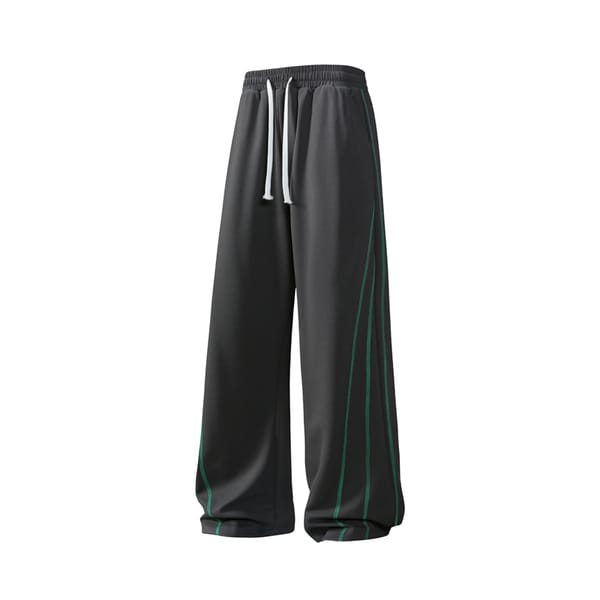 Youthful Vitality Autumn New Men's Elastic Waist Drawstring Striped Pockets High Street Casual Loose Straight Wide Leg Trousers