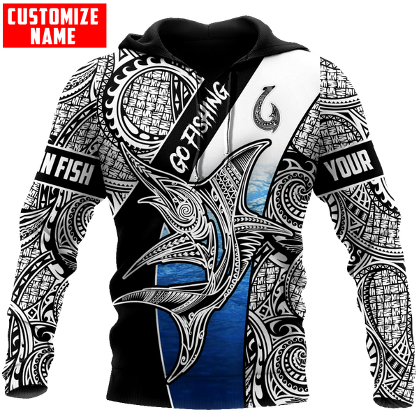 Polynesian Go Fishing Marlin Fish Personalized 3D Printed Men's Hoodie & Sweatshirt Unisex Zip Hoodies Casual Tracksuits KJ876