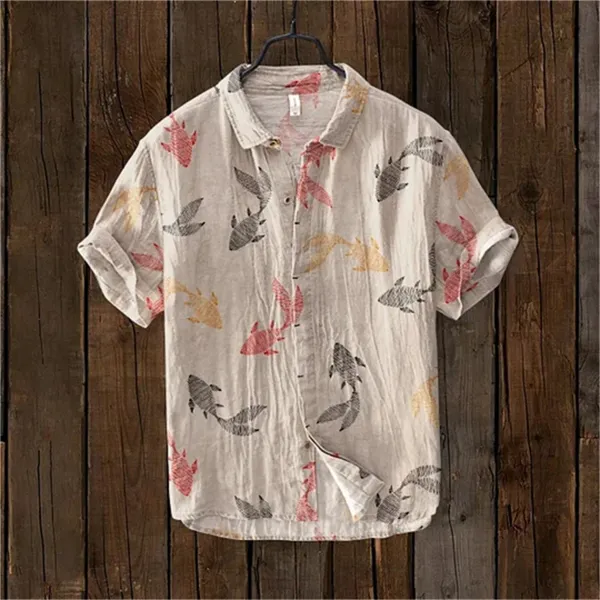 Men's 3D Digital Printing Collar Shirt, Short Sleeve Top, Leisure, Vacation, Summer Fashion, High Quality, New