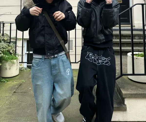 Letter printed jeans men's fashion hip-hop trend straight casual pants loose men's and women's street American style Y2K pants