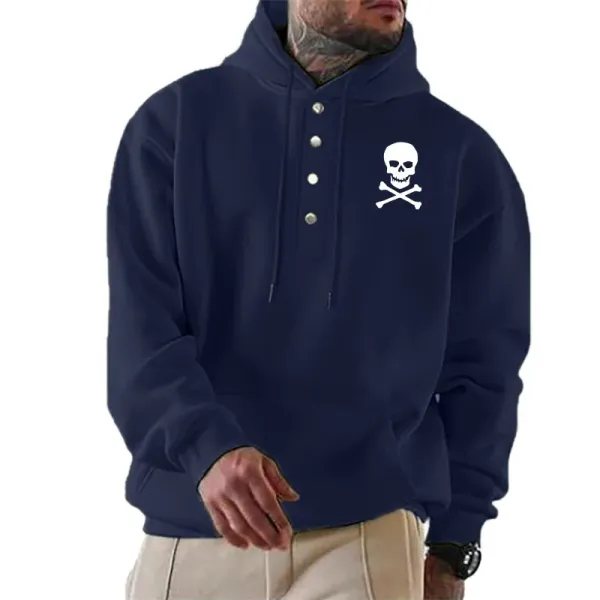 Fashion Casual Pullover Sweatshirts skull print hip hop loose Solid color oversized hoodie Harajuku Spring autumn men's clothing
