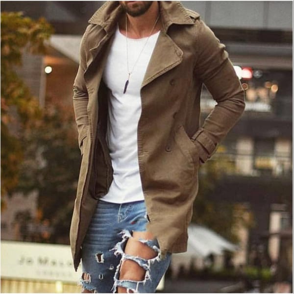 2024 Autumn Men's Coat Medium to Long Slim fit Large Wind Jacket Casual Fashion Jackets Thin