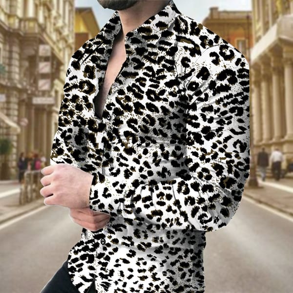 Fashion Printed Men's Business Casual Shirt Single Breasted Lapel Long Sleeved Shirt Top Spring Autumn 3D Printed Male Clothing