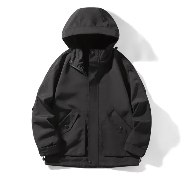 2024 New Men's Windbreaker Casual Fashion Windproof and Waterproof Hiking Camping Hunting Jacket Simple Men's Hooded Jacket