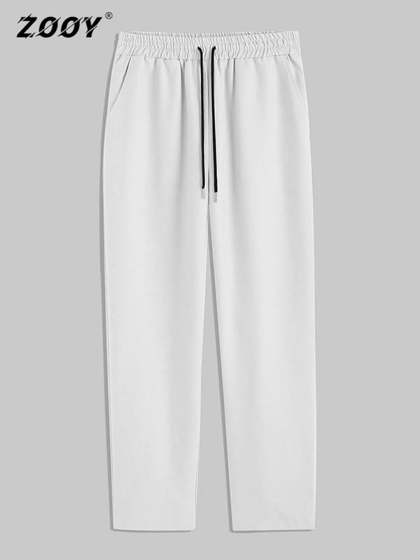 ZOOY (L-9XL) Men's Straight-Leg Sweatpants Casual Daily Solid Color Multi-Color Simple Personality Drawstring Lace-Up Trousers