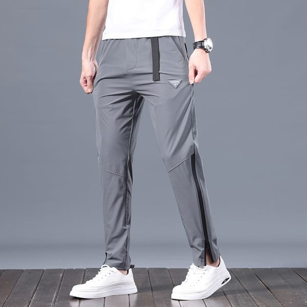 2023 Summer Brand New Thin Breathable Ice Silk Pants Fashionable Young Men's Korean Style Elastic-waisted Lightweight Trousers