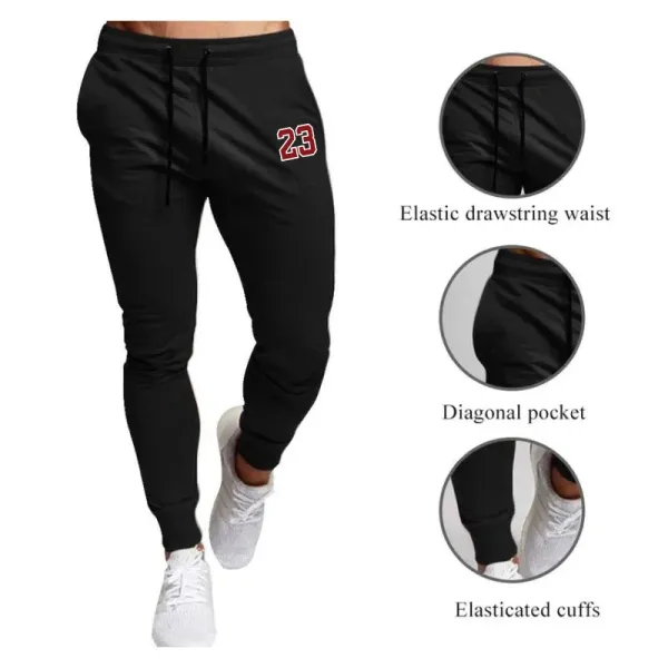 Summer new 23 creative printed men's casual sports fitness jogging pants quick dry breathable elastic waist small foot pants