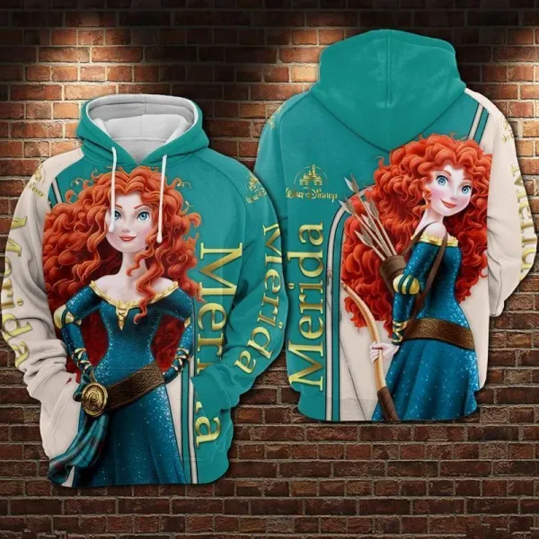 Disney Princess Merida 3D Hoodie Men's and Women's Casual Sweatshirts Pullovers Hoodie Disney 3D Hoodie