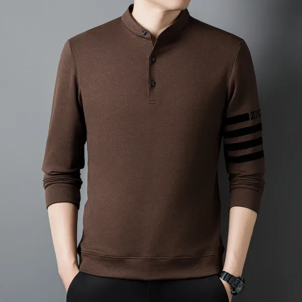 Men's Spring New Fashion Standing Neck T-shirt Thin Comfortable Fashion Versatile Top